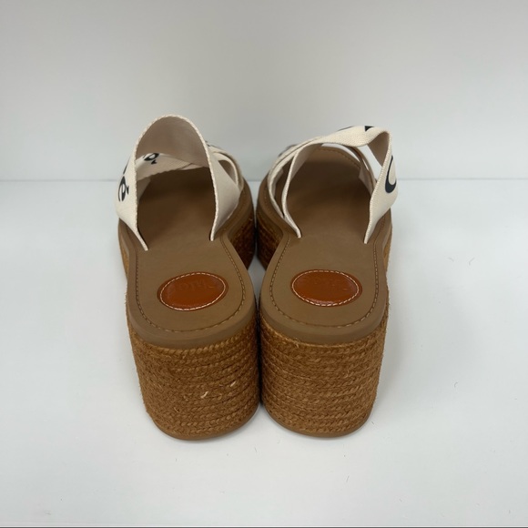 Chloé Woody Espadrille Platform Wedge Mules in White - Picture 4 of 7